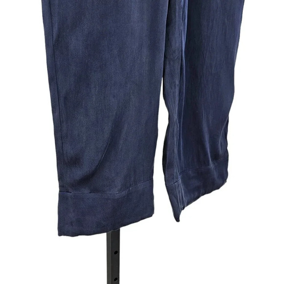 Kit and Ace Womens Silk Stretch Pants Size 4 Navy High Rise Cropped - Picture 3 of 9